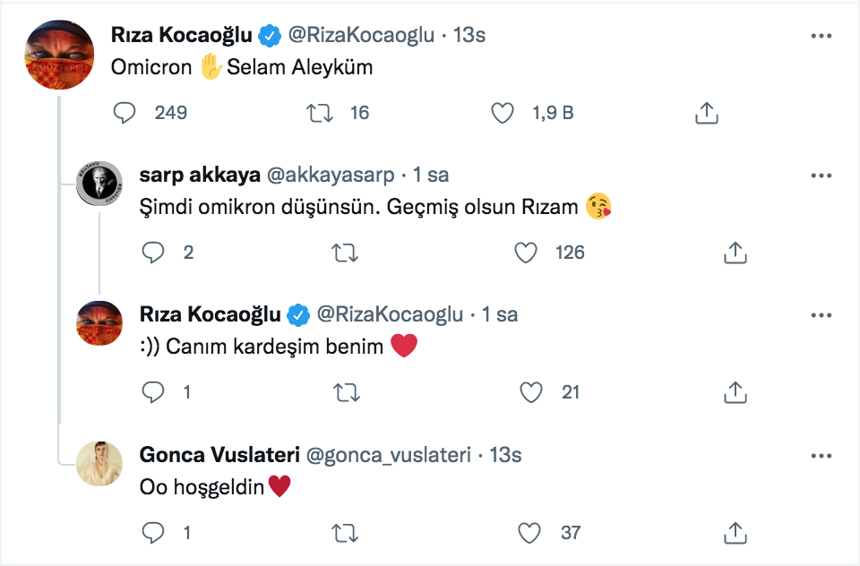 riza kocaoglu koronaviruse yakalandi